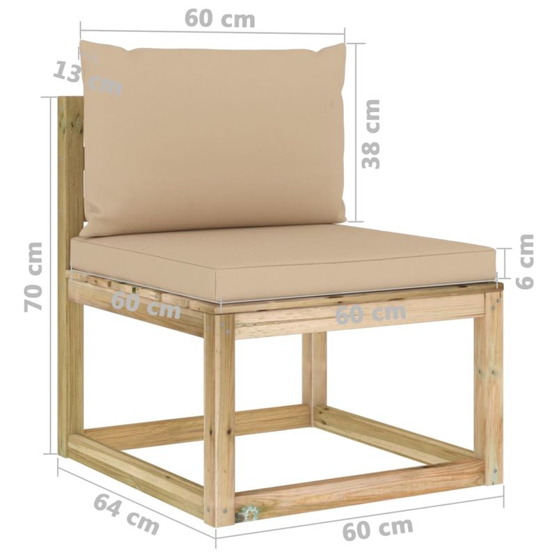 Casa si Gradina - Gradina si terasa - Mobilier exterior - Seturi mobila gradina - Set mobilier de gradina cu perne, 7 piese, lemn de pin tratat - Infinity.ro