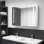 Casa si Gradina - Mobilier - Mobilier baie - Corpuri baie - Dulap de baie cu oglinda si LED, alb stralucitor, 89x14x62 cm - Infinity.ro