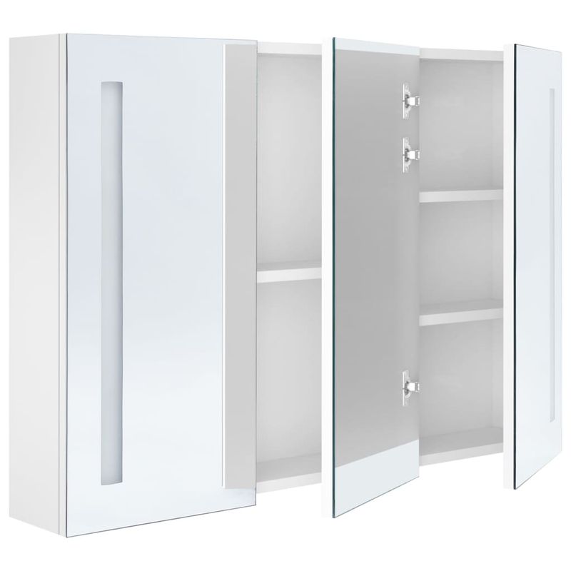 Casa si Gradina - Mobilier - Mobilier baie - Corpuri baie - Dulap de baie cu oglinda si LED, alb stralucitor, 89x14x62 cm - Infinity.ro