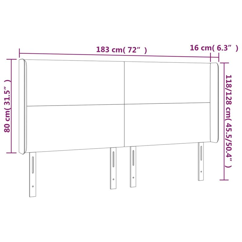 Casa si Gradina - Mobilier - Paturi si accesorii - Accesorii paturi - Tablie de pat cu LED, maro, 183x16x118/128 cm, piele ecologica - Infinity.ro