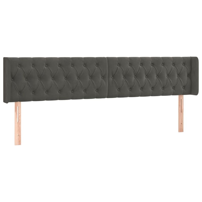 Casa si Gradina - Mobilier - Paturi si accesorii - Accesorii paturi - Tablie de pat cu LED, gri inchis, 203x16x78/88 cm, catifea - Infinity.ro