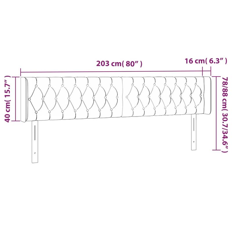 Casa si Gradina - Mobilier - Paturi si accesorii - Accesorii paturi - Tablie de pat cu LED, gri inchis, 203x16x78/88 cm, catifea - Infinity.ro