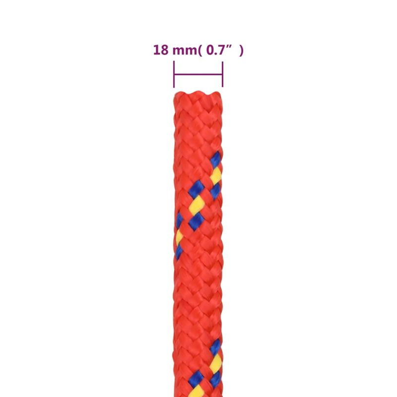 Casa si Gradina - Constructii - Feronerie si accesorii - Sfoara si lanturi - Franghie de barca, rosu, 18 mm, 25 m, polipropilena - Infinity.ro