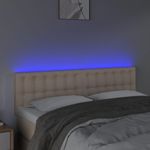 Casa si Gradina - Mobilier - Paturi si accesorii - Accesorii paturi - Tablie de pat cu LED cappuccino 144x5x78/88 cm piele ecologica - Infinity.ro