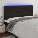 Casa si Gradina - Mobilier - Paturi si accesorii - Accesorii paturi - Tablie de pat cu LED, negru, 200x7x118/128 cm, textil - Infinity.ro