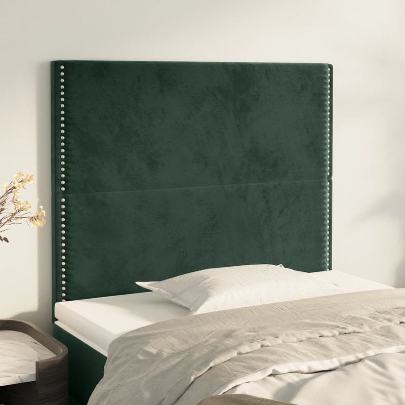 Casa si Gradina - Mobilier - Paturi si accesorii - Accesorii paturi - Tablii de pat, 2 buc, verde inchis, 90x5x78/88 cm, catifea - Infinity.ro