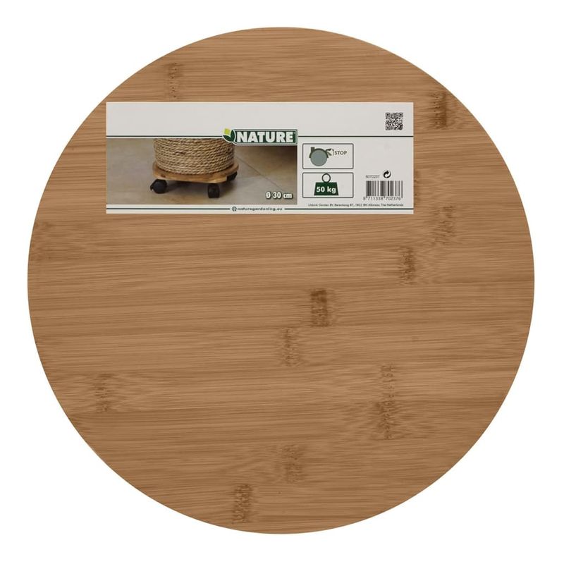 Casa si Gradina - Gradinarit si plante - Plante si ghivece - Ghivece si suporturi - Nature Carucior pentru plante, maro, Ø30 cm, BPC, rotund - Infinity.ro