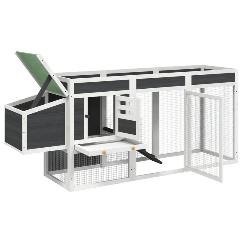 Petshop - Accesorii petshop - Culcusuri si custi - Custi interior si exterior - Cotet de gaini, gri, 204x50x84 cm, lemn masiv de pin - Infinity.ro