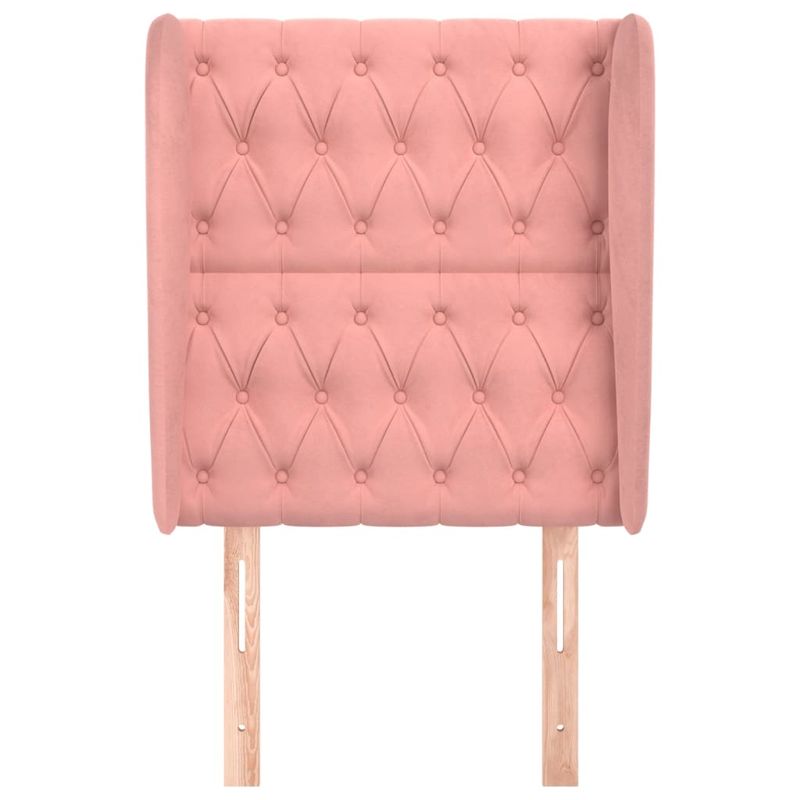 Casa si Gradina - Mobilier - Paturi si accesorii - Accesorii paturi - Tablie de pat cu aripioare, roz, 83x23x118/128 cm, catifea - Infinity.ro