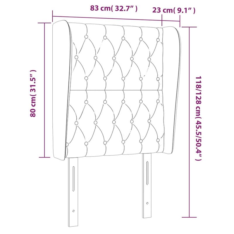 Casa si Gradina - Mobilier - Paturi si accesorii - Accesorii paturi - Tablie de pat cu aripioare, roz, 83x23x118/128 cm, catifea - Infinity.ro
