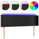 Casa si Gradina - Mobilier - Paturi si accesorii - Accesorii paturi - Tablie de pat cu LED, negru, 147x16x78/88 cm, piele ecologica - Infinity.ro