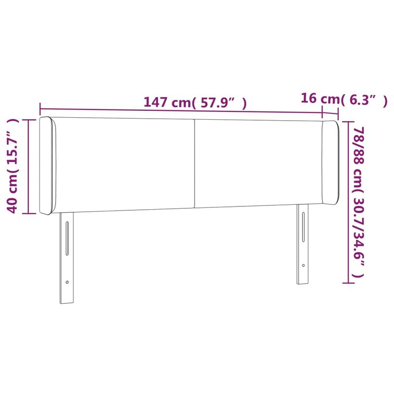 Casa si Gradina - Mobilier - Paturi si accesorii - Accesorii paturi - Tablie de pat cu LED, negru, 147x16x78/88 cm, piele ecologica - Infinity.ro