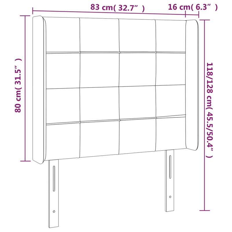 Casa si Gradina - Mobilier - Paturi si accesorii - Accesorii paturi - Tablie pat cu aripioare verde inchis 83x16x118/128 cm catifea - Infinity.ro