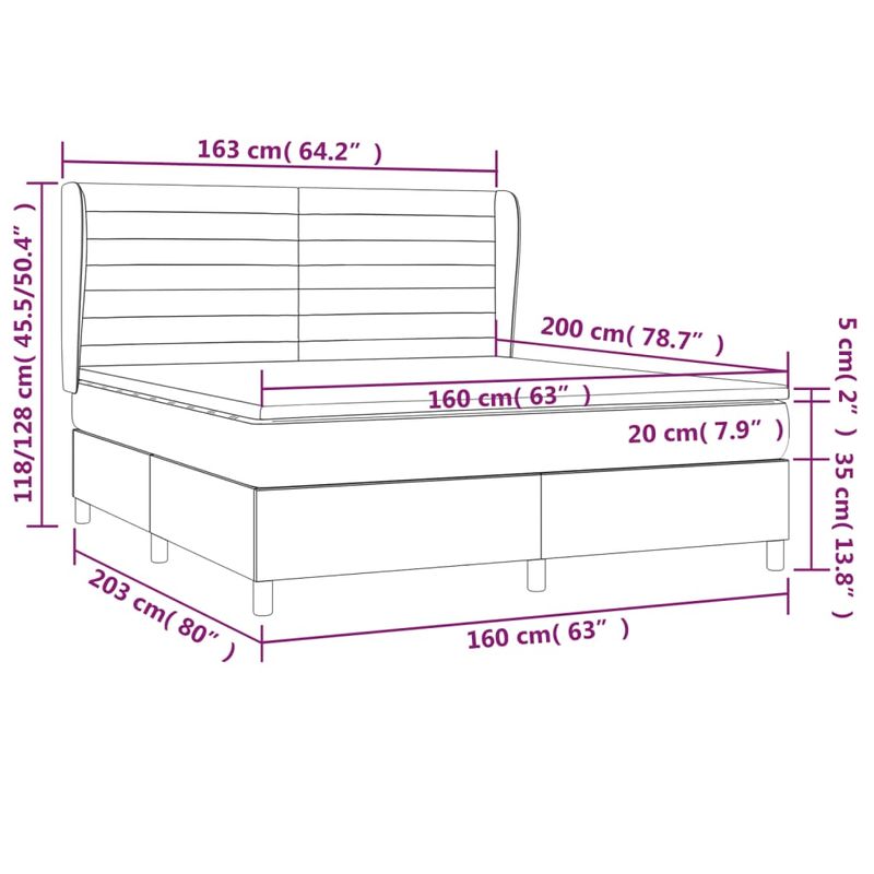 Casa si Gradina - Mobilier - Paturi si accesorii - Paturi - Pat continental cu saltea, gri inchis, 160x200 cm, tesatura - Infinity.ro