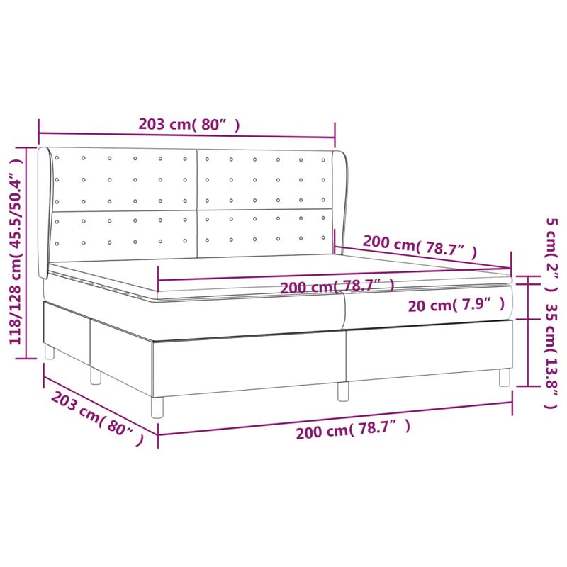 Casa si Gradina - Mobilier - Paturi si accesorii - Paturi - Pat box spring cu saltea, negru, 200x200 cm, catifea - Infinity.ro