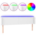 Casa si Gradina - Mobilier - Paturi si accesorii - Accesorii paturi - Tablie de pat cu LED, alb, 183x16x78/88 cm, piele ecologica - Infinity.ro