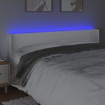 Casa si Gradina - Mobilier - Paturi si accesorii - Accesorii paturi - Tablie de pat cu LED, alb, 183x16x78/88 cm, piele ecologica - Infinity.ro