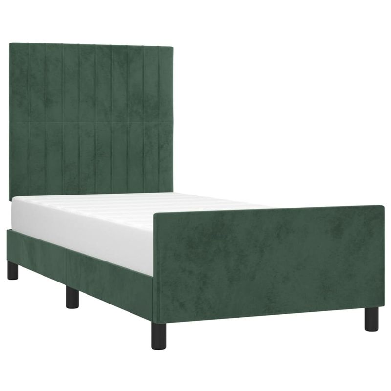 Casa si Gradina - Mobilier - Paturi si accesorii - Paturi - Cadru de pat cu tablie, verde inchis, 90x190 cm, catifea - Infinity.ro