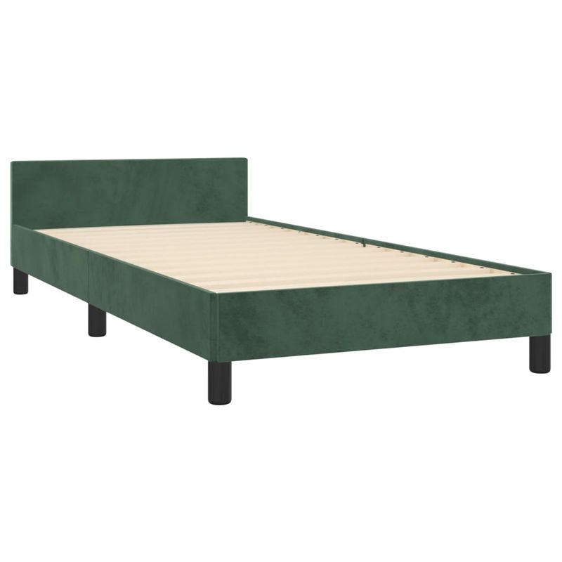 Casa si Gradina - Mobilier - Paturi si accesorii - Paturi - Cadru de pat cu tablie, verde inchis, 90x190 cm, catifea - Infinity.ro