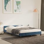 Casa si Gradina - Mobilier - Paturi si accesorii - Paturi - Cadru de pat cu tablie, albastru inchis, 140x200 cm, catifea - Infinity.ro