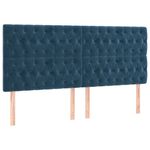 Casa si Gradina - Mobilier - Paturi si accesorii - Paturi - Cadru de pat cu tablie, albastru inchis, 200x200 cm, catifea - Infinity.ro