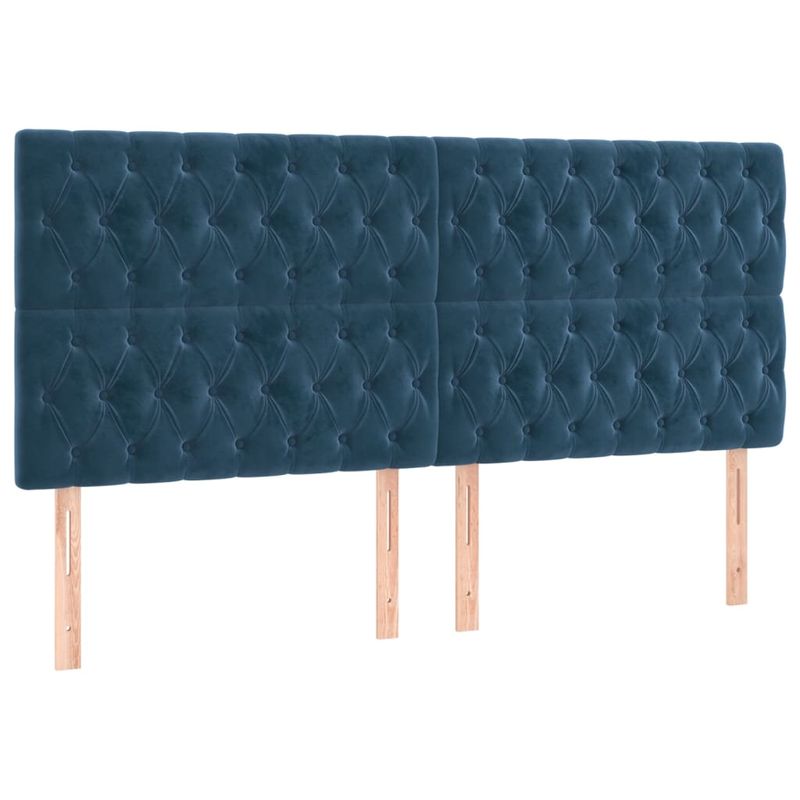 Casa si Gradina - Mobilier - Paturi si accesorii - Paturi - Cadru de pat cu tablie, albastru inchis, 200x200 cm, catifea - Infinity.ro