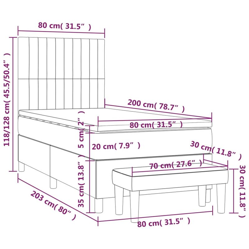 Casa si Gradina - Mobilier - Paturi si accesorii - Paturi - Pat box spring cu saltea, negru, 80x200 cm, catifea - Infinity.ro