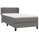 Casa si Gradina - Mobilier - Paturi si accesorii - Paturi - Pat box spring cu saltea, gri, 90x200 cm, piele ecologica - Infinity.ro