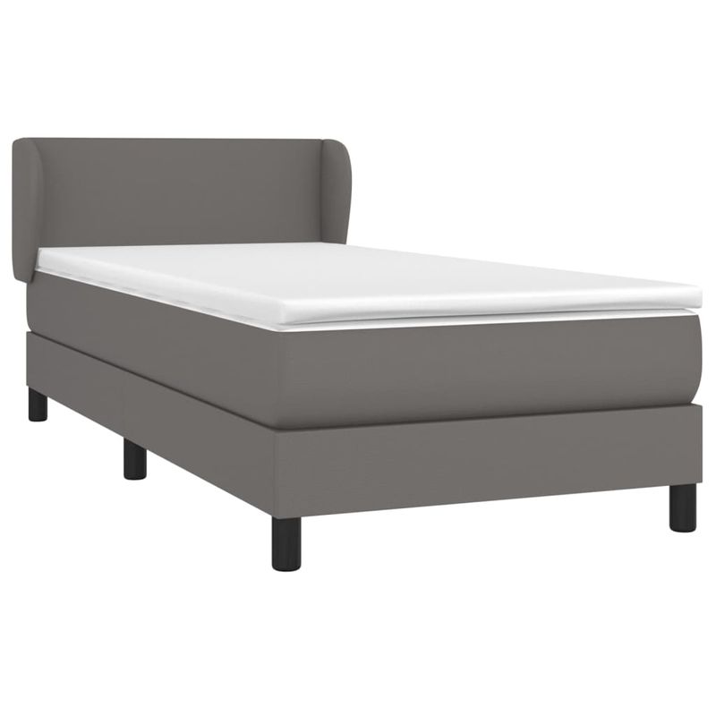 Casa si Gradina - Mobilier - Paturi si accesorii - Paturi - Pat box spring cu saltea, gri, 90x200 cm, piele ecologica - Infinity.ro