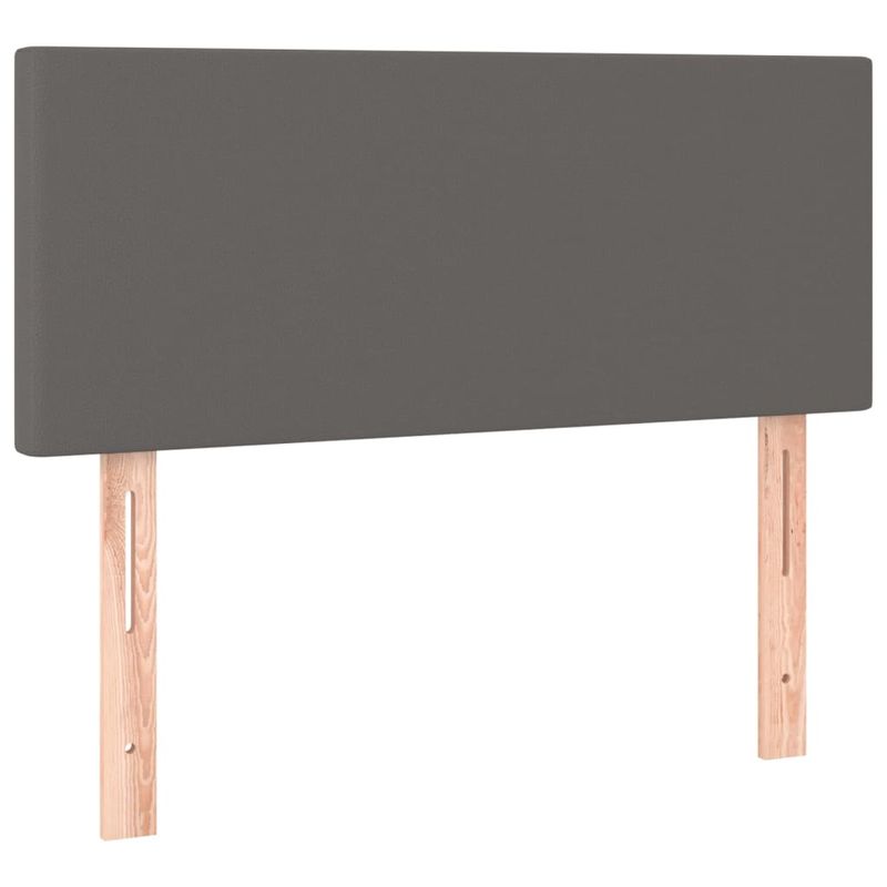 Casa si Gradina - Mobilier - Paturi si accesorii - Paturi - Pat box spring cu saltea, gri, 90x200 cm, piele ecologica - Infinity.ro