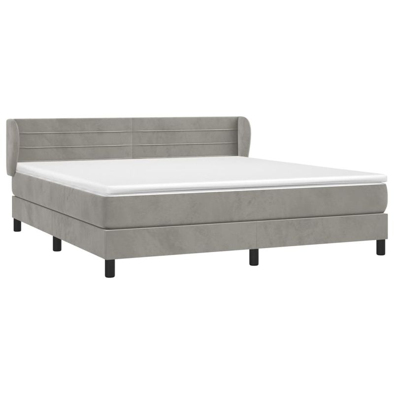 Casa si Gradina - Mobilier - Paturi si accesorii - Paturi - Pat box spring cu saltea, gri deschis, 180x200 cm, catifea - Infinity.ro