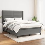 Casa si Gradina - Mobilier - Paturi si accesorii - Paturi - Pat box spring cu saltea, gri inchis, 140x190 cm, textil - Infinity.ro