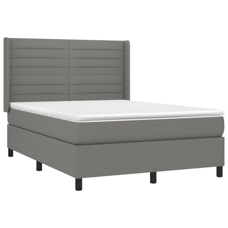 Casa si Gradina - Mobilier - Paturi si accesorii - Paturi - Pat box spring cu saltea, gri inchis, 140x190 cm, textil - Infinity.ro