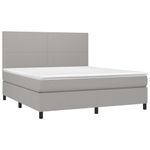 Casa si Gradina - Mobilier - Paturi si accesorii - Paturi - Pat cu arcuri, saltea si LED, gri deschis, 160x200 cm, textil - Infinity.ro