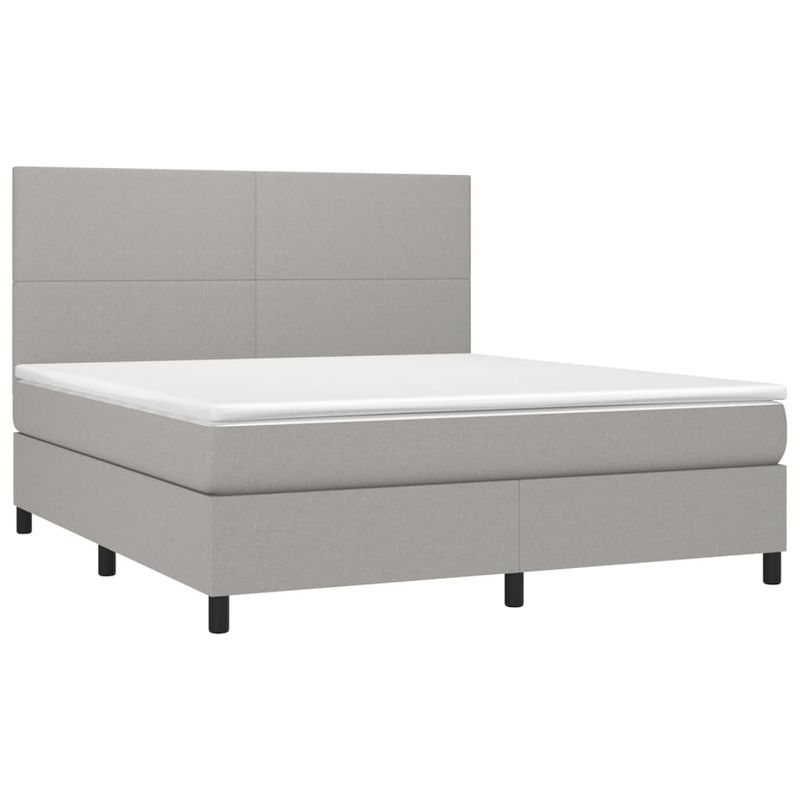 Casa si Gradina - Mobilier - Paturi si accesorii - Paturi - Pat cu arcuri, saltea si LED, gri deschis, 160x200 cm, textil - Infinity.ro