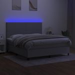 Casa si Gradina - Mobilier - Paturi si accesorii - Paturi - Pat cu arcuri, saltea si LED, gri deschis, 160x200 cm, textil - Infinity.ro
