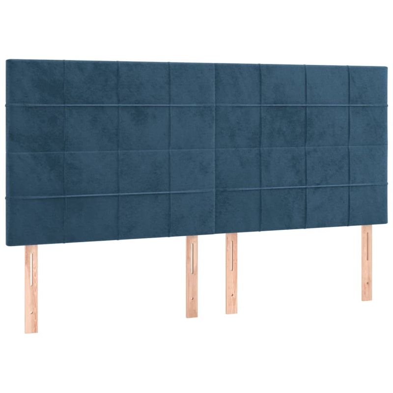 Casa si Gradina - Mobilier - Paturi si accesorii - Paturi - Pat cu arcuri, saltea si LED, bleumarin, 160x200 cm, catifea - Infinity.ro