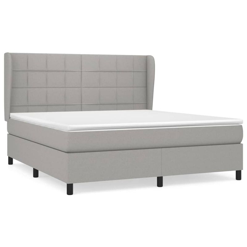 Casa si Gradina - Mobilier - Paturi si accesorii - Paturi - Pat continental cu saltea, gri deschis, 160x200 cm, textil - Infinity.ro