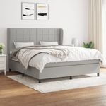 Casa si Gradina - Mobilier - Paturi si accesorii - Paturi - Pat continental cu saltea, gri deschis, 160x200 cm, textil - Infinity.ro