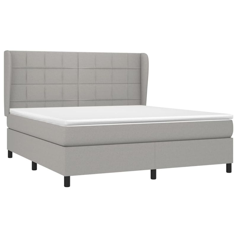 Casa si Gradina - Mobilier - Paturi si accesorii - Paturi - Pat continental cu saltea, gri deschis, 160x200 cm, textil - Infinity.ro