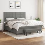 Casa si Gradina - Mobilier - Paturi si accesorii - Paturi - Pat continental cu saltea, gri inchis, 160x200 cm, tesatura - Infinity.ro