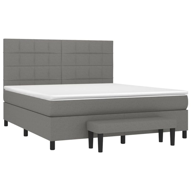 Casa si Gradina - Mobilier - Paturi si accesorii - Paturi - Pat continental cu saltea, gri inchis, 160x200 cm, tesatura - Infinity.ro