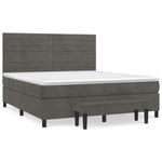 Casa si Gradina - Mobilier - Paturi si accesorii - Paturi - Pat box spring cu saltea, gri inchis, 160x200 cm, catifea - Infinity.ro