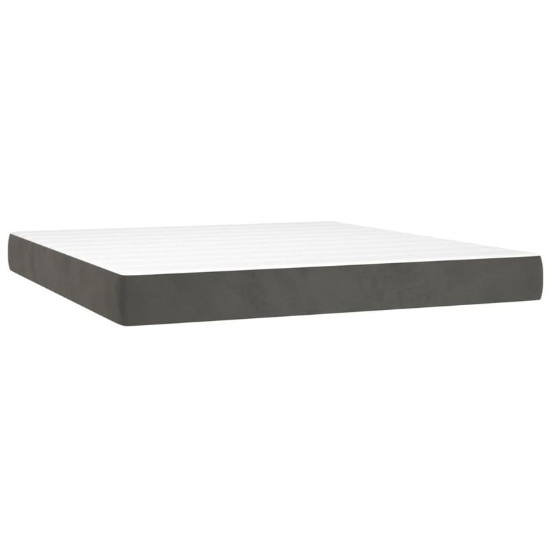 Casa si Gradina - Mobilier - Paturi si accesorii - Paturi - Pat box spring cu saltea, gri inchis, 160x200 cm, catifea - Infinity.ro