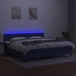 Casa si Gradina - Mobilier - Paturi si accesorii - Paturi - Pat cu arcuri, saltea si LED, albastru, 200x200 cm, textil - Infinity.ro