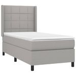 Casa si Gradina - Mobilier - Paturi si accesorii - Paturi - Pat box spring cu saltea, gri deschis, 90x190 cm, textil - Infinity.ro