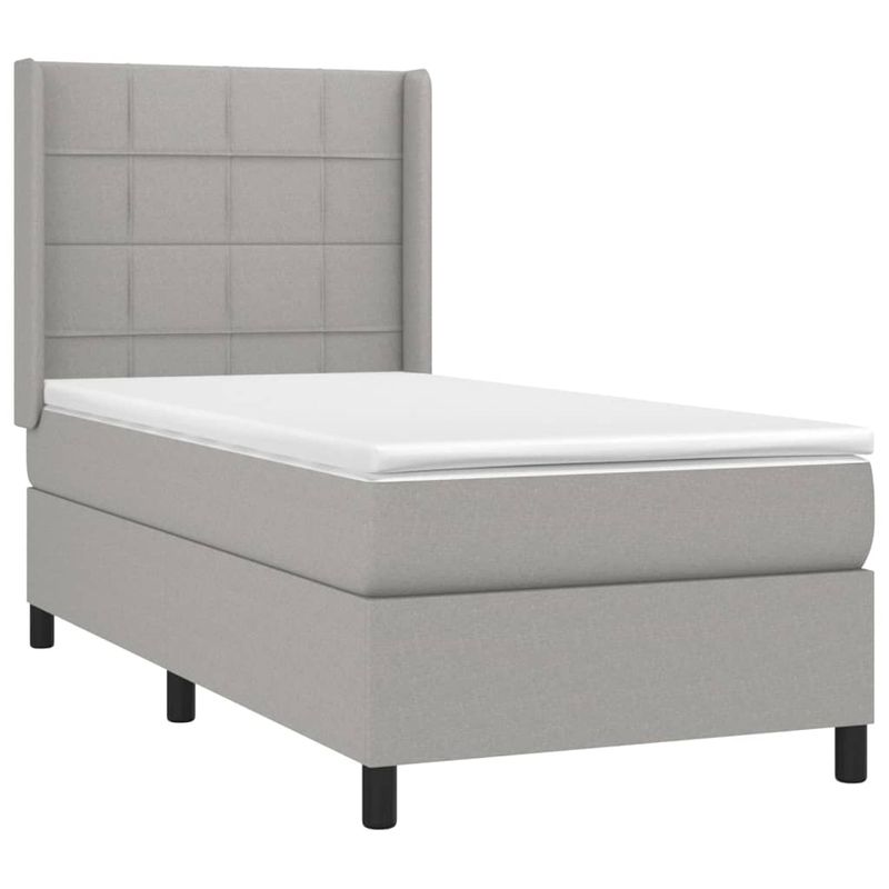 Casa si Gradina - Mobilier - Paturi si accesorii - Paturi - Pat box spring cu saltea, gri deschis, 90x190 cm, textil - Infinity.ro