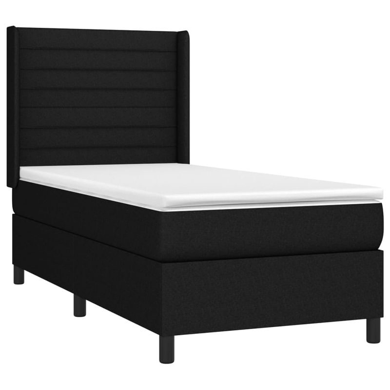 Casa si Gradina - Mobilier - Paturi si accesorii - Paturi - Pat box spring cu saltea, negru, 90x200 cm, textil - Infinity.ro