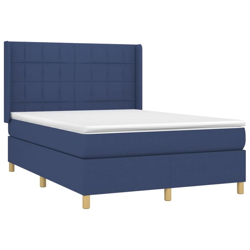 Casa si Gradina - Mobilier - Paturi si accesorii - Paturi - Pat cu arcuri, saltea si LED, albastru, 140x190 cm, textil - Infinity.ro