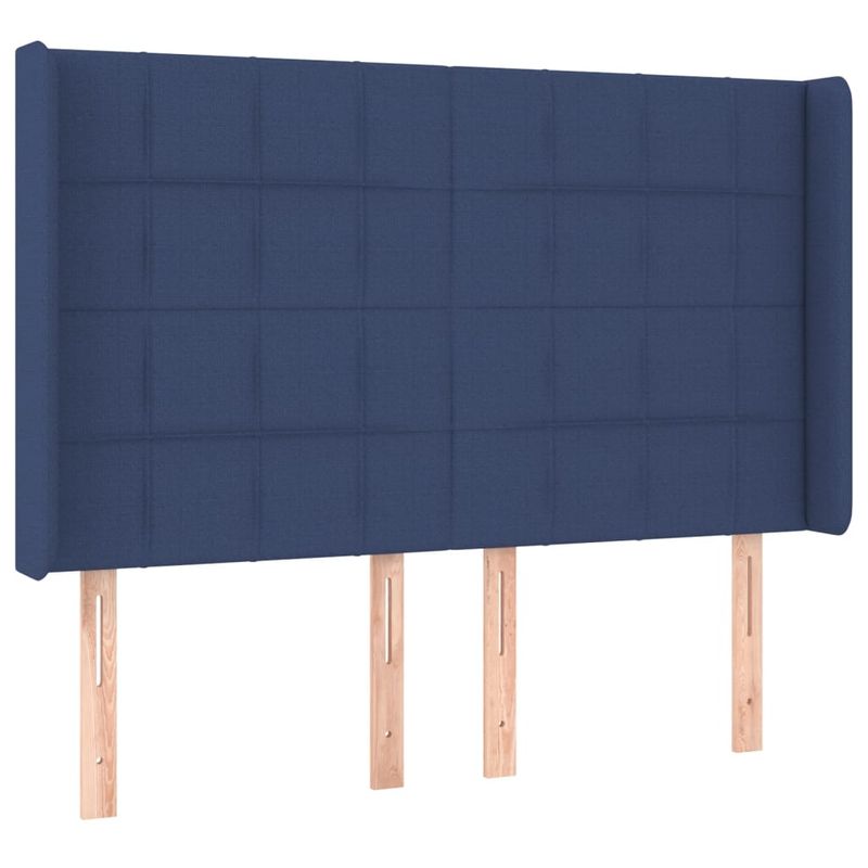 Casa si Gradina - Mobilier - Paturi si accesorii - Paturi - Pat cu arcuri, saltea si LED, albastru, 140x190 cm, textil - Infinity.ro